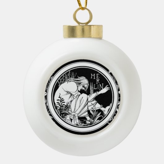 Merlin Art Nouveau fantasie Keramische Bal Ornament (Voorkant)