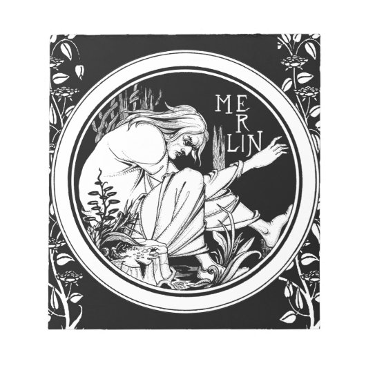 Merlin Art Nouveau fantasie Notitieblok (Voorkant)