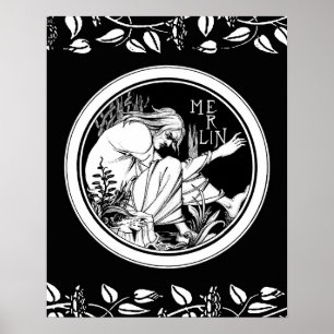 Merlin Art Nouveau fantasie Poster