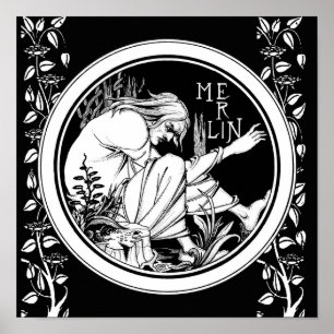 Merlin Art Nouveau fantasie Poster