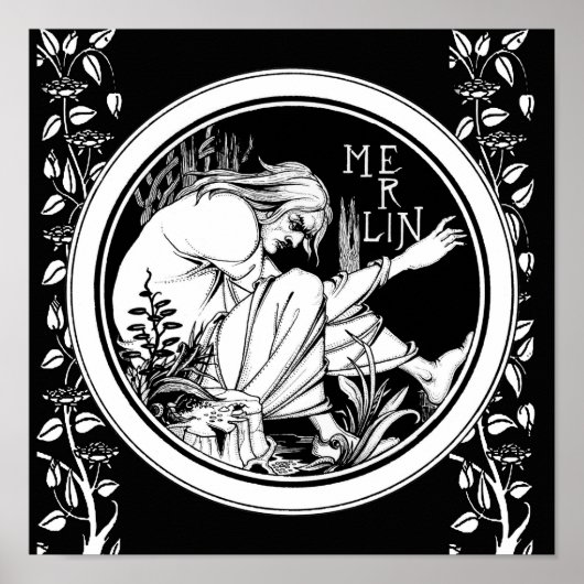 Merlin Art Nouveau fantasie Poster (Voorkant)