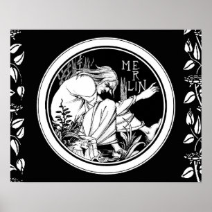 Merlin Art Nouveau fantasie Poster