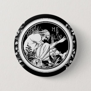 Merlin Art Nouveau fantasie Ronde Button 5,7 Cm