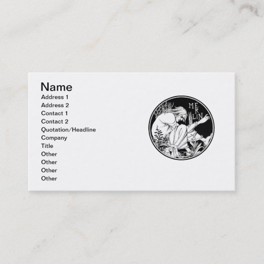 Merlin Art Nouveau fantasie Visitekaartje (Voorkant)