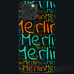 Merlin Case-Mate iPhone Case<br><div class="desc">Merlin. Show and wear this popular beautiful male first name designed as colorful wordcloud made of horizontal and vertical cursive hand lettering typography in different sizes and adorable fresh coBijgevolg. Wear your positieve french name or show the world whom you love or is geweldig. Merch with this soft text artwork...</div>
