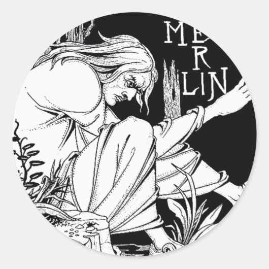 "Merlin" door Aubrey Beardsley, 1893 Ronde Sticker (Voorkant)
