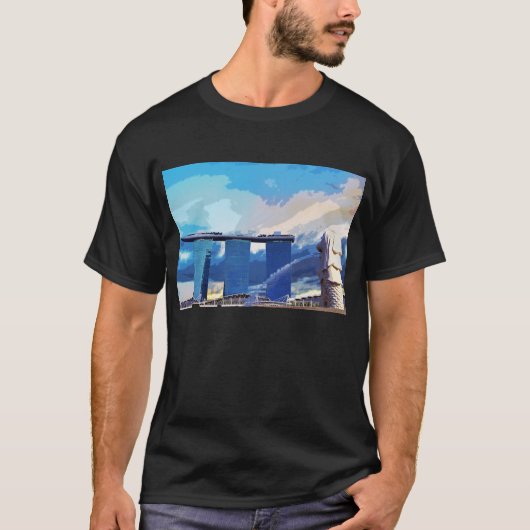 Merlion Marina Bay Architecture Singapore T-shirt (Voorkant)