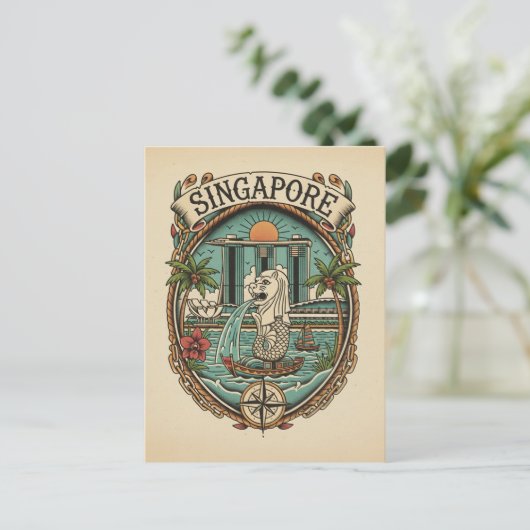 Merlion Singapore Briefkaart (Staand voorkant)