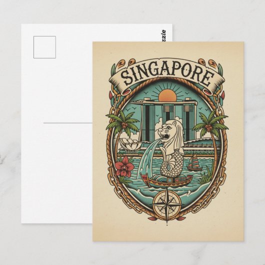 Merlion Singapore Briefkaart (Voorkant / Achterkant)