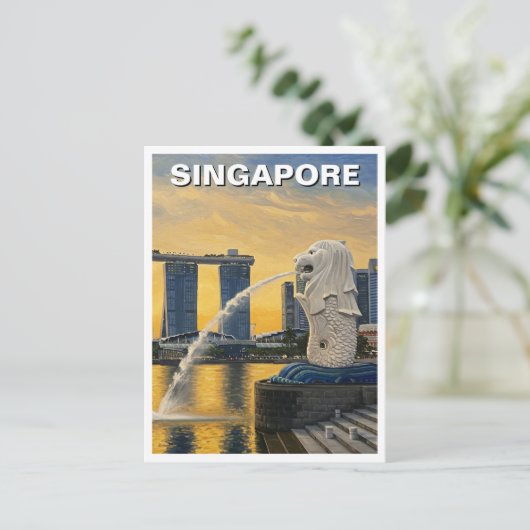 Merlion Singapore Briefkaart (Staand voorkant)