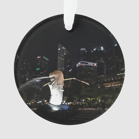 Merlion & Singapore Skyline #1 Ornament (voorkant)