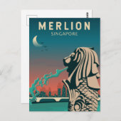 Merlion Singapore Travel  Art Briefkaart (Voorkant / Achterkant)