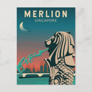 Merlion Singapore Travel  Art Briefkaart