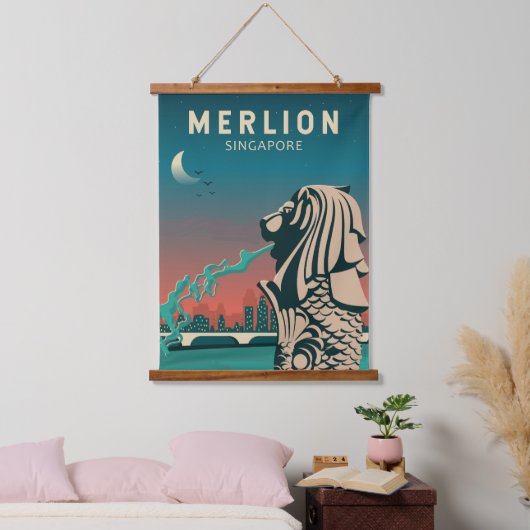 Merlion Singapore Travel  Art Hangend Wandkleed (Slaapkamer)