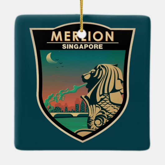 Merlion Singapore Travel  Art Keramisch Ornament (Achterkant)