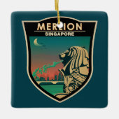 Merlion Singapore Travel  Art Keramisch Ornament (Voorkant)