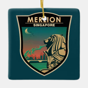 Merlion Singapore Travel  Art Keramisch Ornament