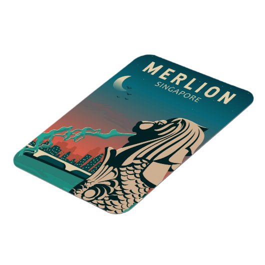 Merlion Singapore Travel Art Magneet (Linkerzijde)