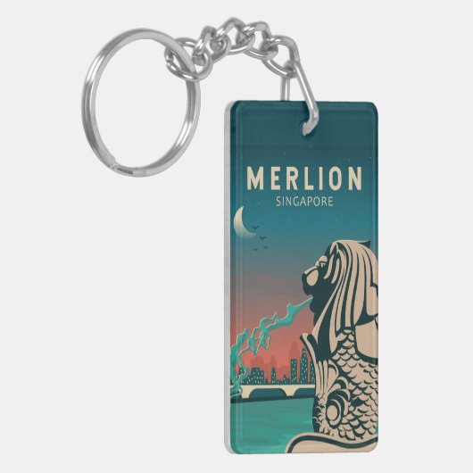 Merlion Singapore Travel  Art Sleutelhanger (Voorkant Links)