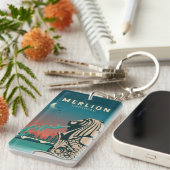 Merlion Singapore Travel Art Sleutelhanger (Voorkant Rechts)