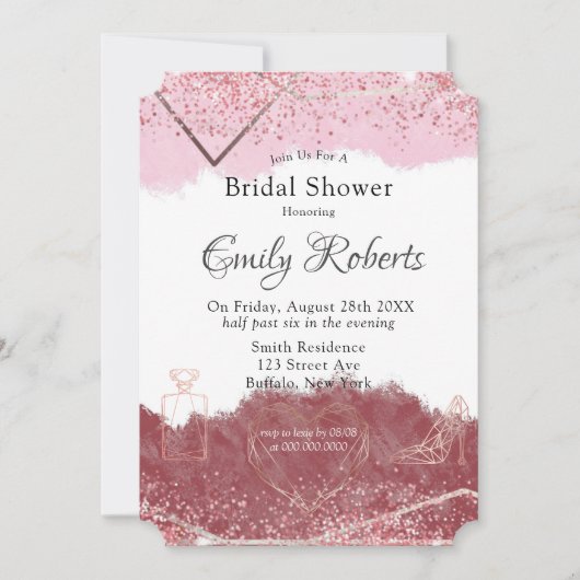 Merlot and Blush Pink Waterverf Vrijgezellenfeest Kaart (Voorkant)