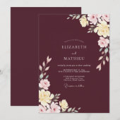 Merlot Blush Ranunculus Eucalyptus Bruiloft Kaart (Voorkant / Achterkant)