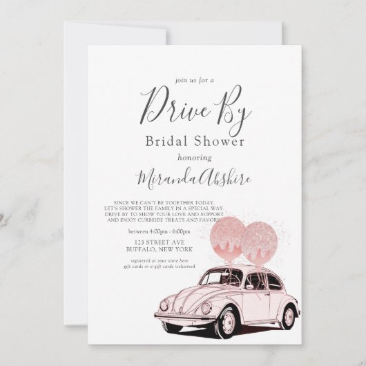 Merlot Blush Roze auto drive by Vrijgezellenfeest  Kaart (Voorkant)