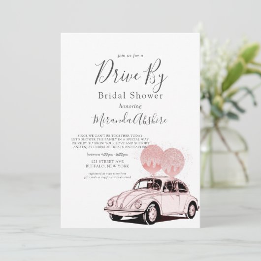 Merlot Blush Roze auto drive by Vrijgezellenfeest  Kaart (Staand voorkant)