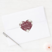 Merlot bordeauxrode witte bloemen dank u bruiloft hart sticker (Envelop)