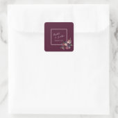 Merlot Bourgondië Bloemen bruiloft Dank u Vierkante Sticker (Tas)