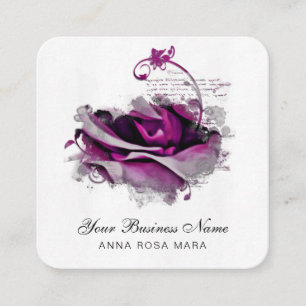 *~* Merlot Burgundy Logo QR Roos Floral Flower Sq Vierkante Visitekaartje