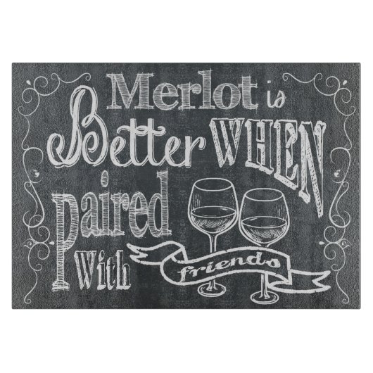 Merlot Chalkboard Snijplank (Voorkant)