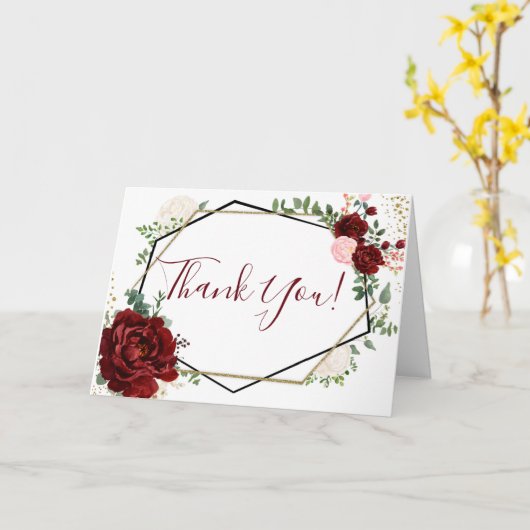 Merlot dankt het Bloemen Geometrische Huwelijk u Kaart (Gele Bloem)