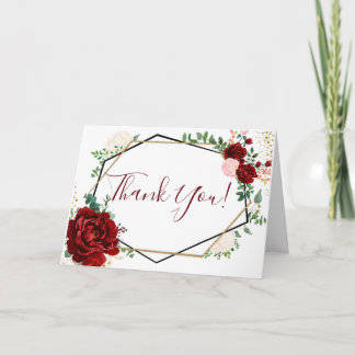 Merlot dankt het Bloemen Geometrische Huwelijk u Kaart