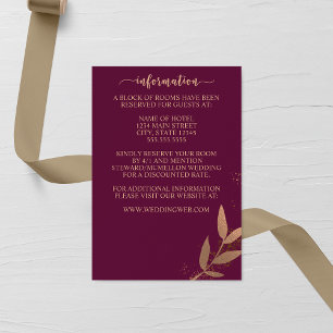 Merlot en Bronzen Herfst Leaf Wedding Enclosure Ka Informatiekaartje