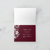 Merlot Floral Swirls Dank je wel Bedankkaart (Binnen)