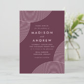Merlot Geometric Swirl Wedding Kaart (Staand voorkant)
