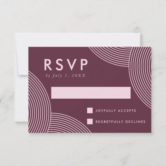 Merlot Geometric Swirl Wedding RSVP Kaartje (Voorkant)