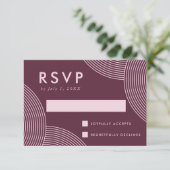 Merlot Geometric Swirl Wedding RSVP Kaartje (Staand voorkant)