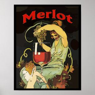 Merlot Grapes, wijn Poster