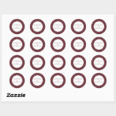 Merlot Modern Minimalist Botanical Wedding Ronde Sticker (Vel)