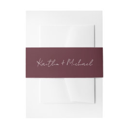 Merlot Modern Wedding Handwriting Uitnodigingen Wikkel