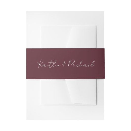Merlot Modern Wedding Handwriting Uitnodigingen Wikkel (Voorkant Voorbeeld)