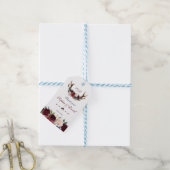 Merlot Navy Blauw Bloem Bruiloft Cadeaulabel (Met Touw)