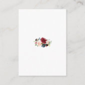 Merlot Navy Blauwe Bloem Gouden Frame Huwelijksdet Informatiekaartje (Achterkant)