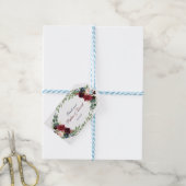 Merlot Navy Blue Floral Bloom Wedding Cadeaulabel (Met Touw)