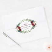 Merlot Navy Blue Floral Bloom Wedding Ronde Sticker (Envelop)