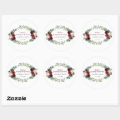 Merlot Navy Blue Floral Bloom Wedding Ronde Sticker (Vel)