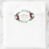 Merlot Navy Blue Floral Bloom Wedding Ronde Sticker (Tas)