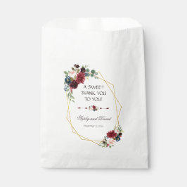 Merlot Navy Blue Floral Gold Lijst DANK U Bedankzakje